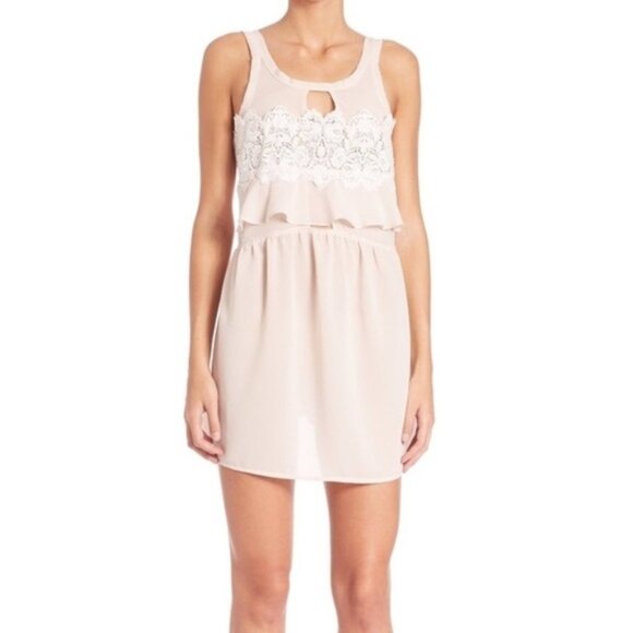 For Love & Lemons Sienna Mini Dress Keyhole Lace Dusty Rose Pink Size Small - Picture 5 of 16